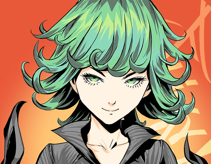 Anime, One-Punch Man, Face, Girl, Green Eyes, Green Hair, Tatsumaki (One-Punch Man), HD wallpaper