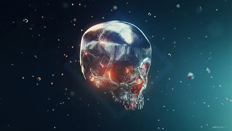 skull, form, cyberpunk, futurism, HD wallpaper