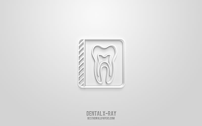 Dental X-ray 3d icon, white background, 3d symbols, Dental X-ray, creative 3d art, 3d icons, Dental X-ray sign, Medicine 3d icons, Dentistry 3d icons, HD wallpaper