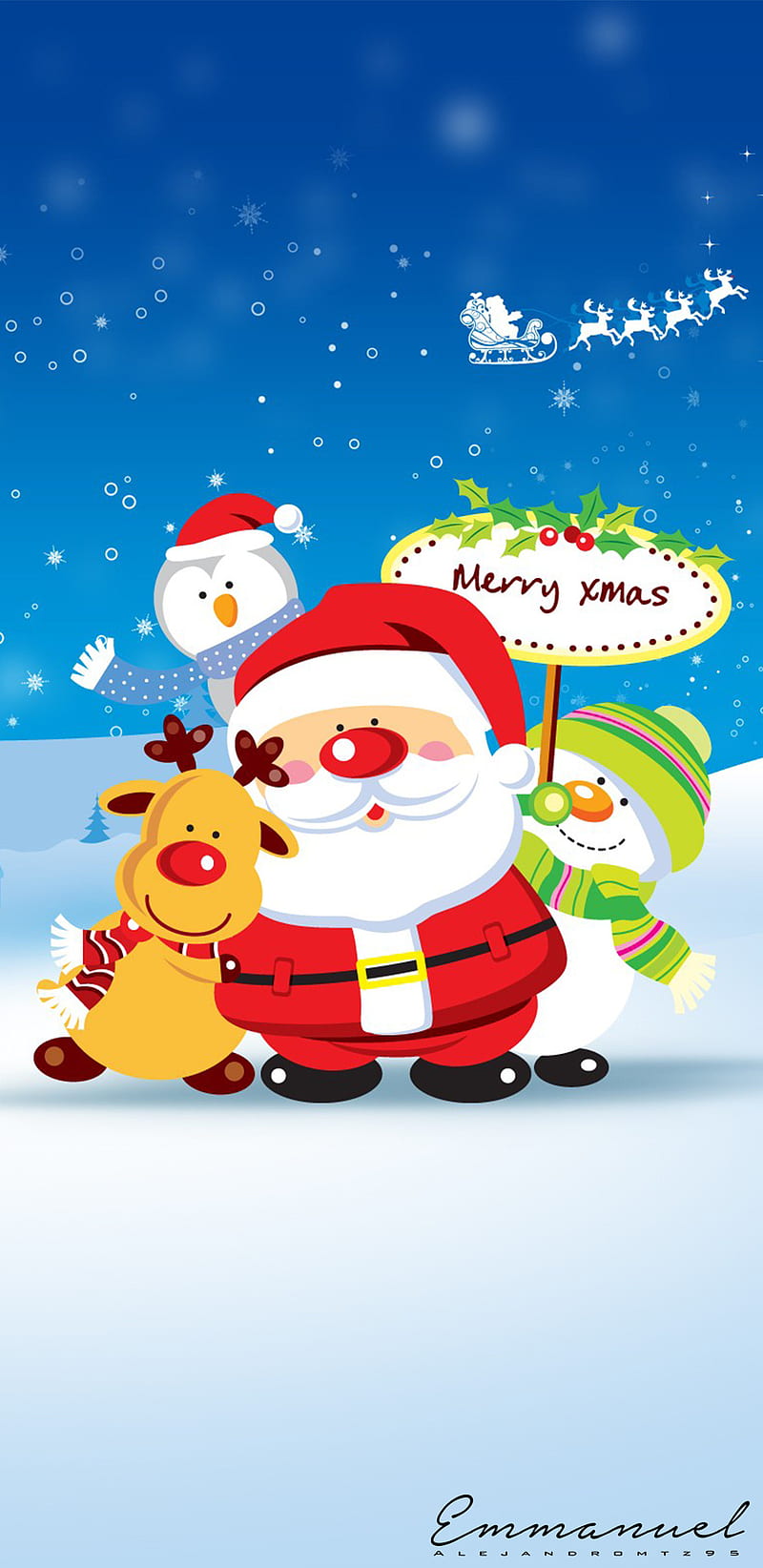 santa claus, snowman, Christmas, HD phone wallpaper