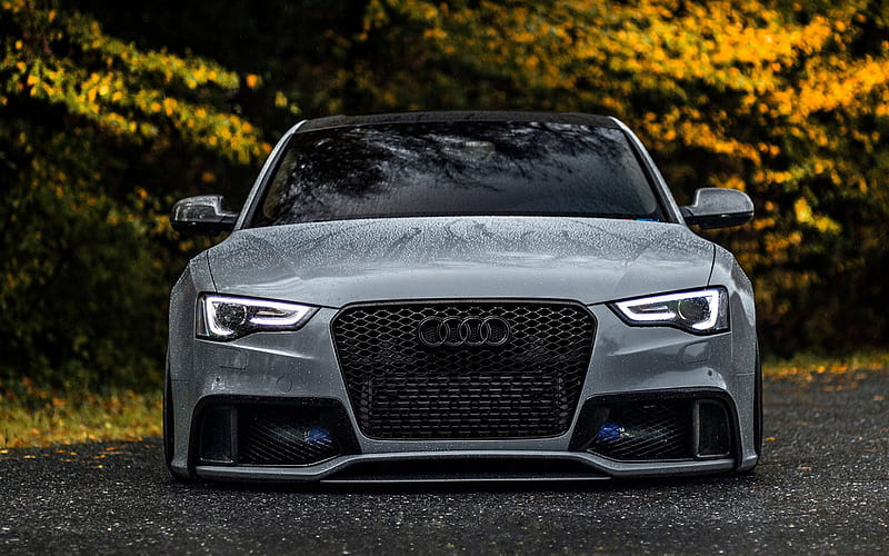 Audi A6, 2018, front view, tuning A6, exterior, new gray A6, small Ride height, German cars, Audi, HD wallpaper
