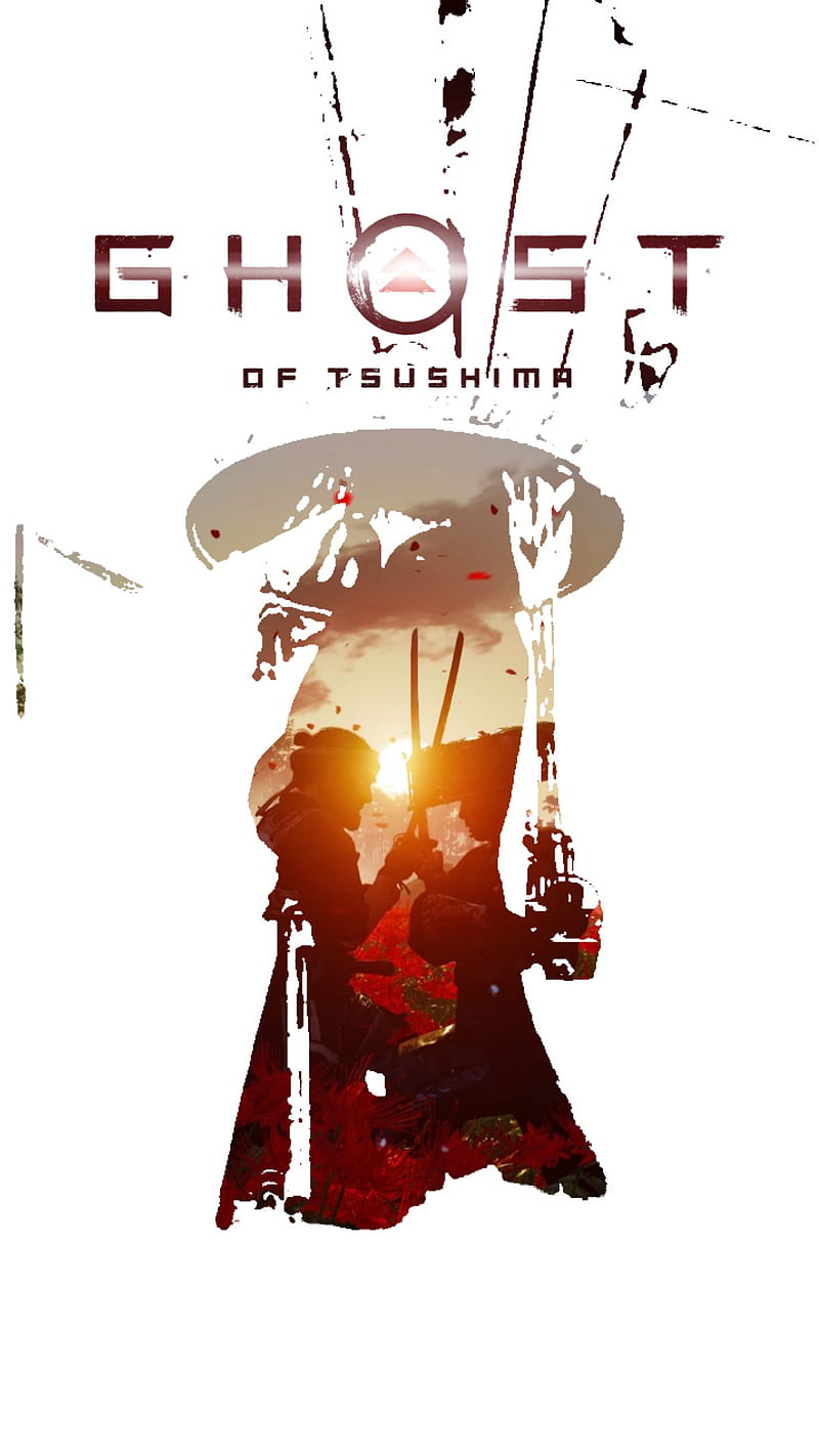 GOT Silhouette W, ghost of tsushima, jin sakai, katana, red, samurai, HD phone wallpaper