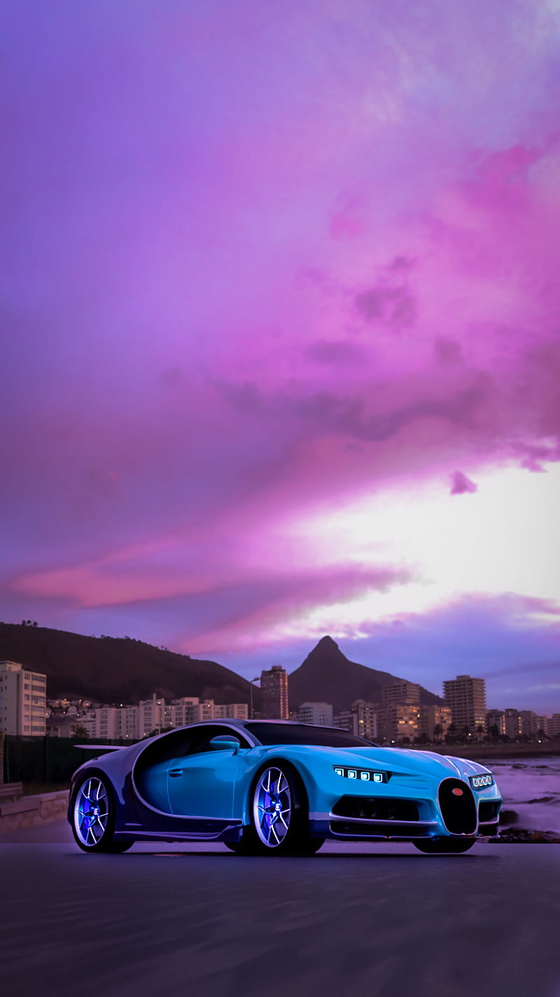 The Bugatti , accent, car, city, cool, evening, night, sport, HD phone wallpaper