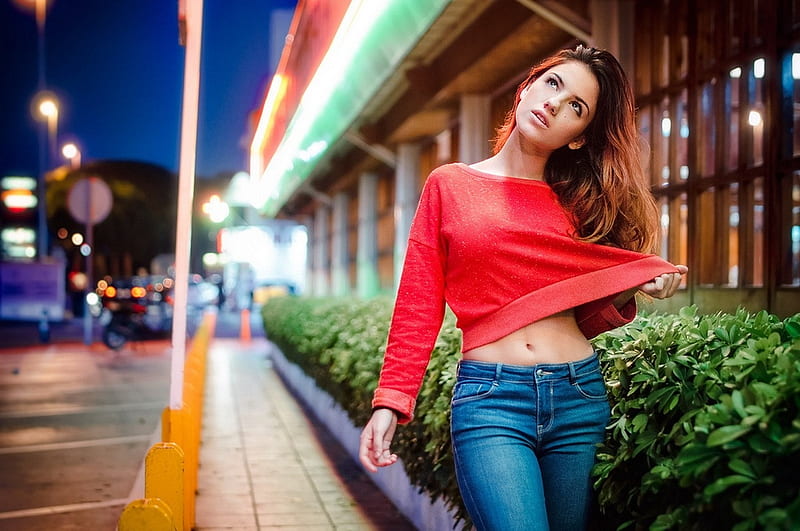 Delaia Gonzalez, babe, model, red head, lady, woman, HD wallpaper
