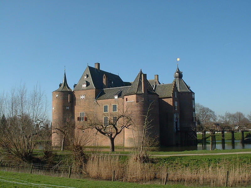 Dutch Castle Ammersoyen, Tower, Castle, Dutch, Netherlands, Holland, Ammersoyen, Medieval, HD wallpaper