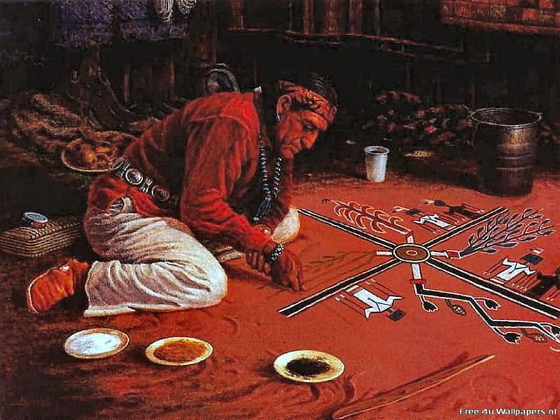 Navajo Sand Painter, sand painting, native american, indian, navajo, HD wallpaper