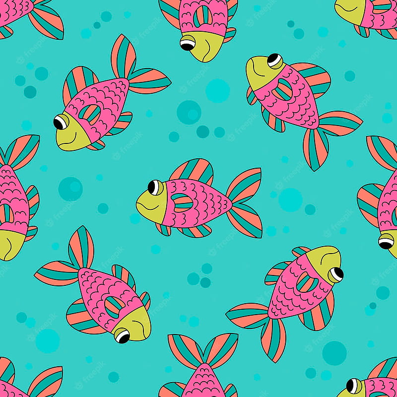 Premium Vector. Cute colorful cartoon fish seamless pattern. tropical ocean life. animal wrapping paper, HD phone wallpaper
