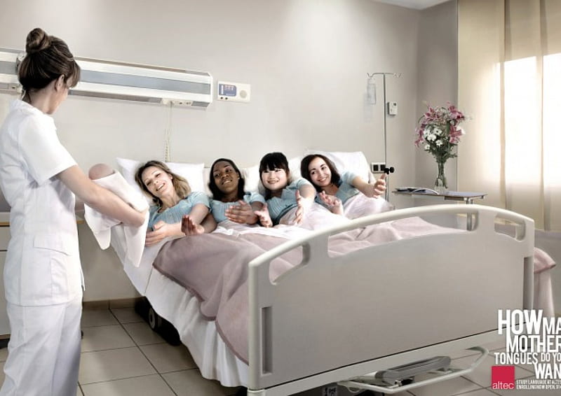 Quadrimaes e seu bebe, bebe, humor, enfermeira, maternidade, maes, HD wallpaper