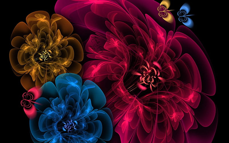 Flowers Veil, flowers, artist, digital-art, HD wallpaper