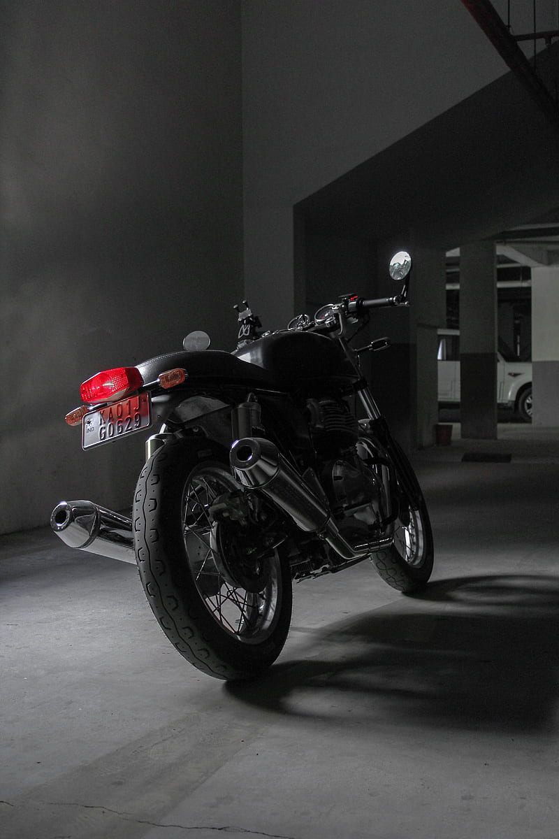 royal enfield continental gt 650, royal enfield, motorcycle, bike, black, rear view, HD phone wallpaper