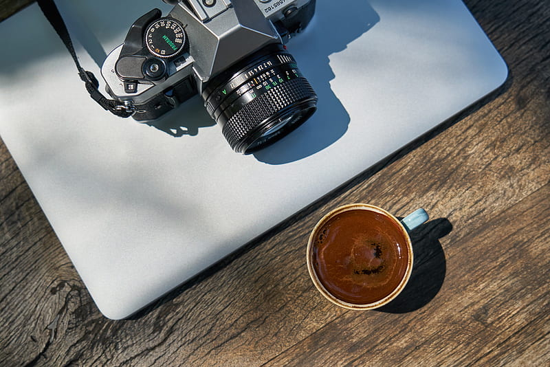 turkish coffee, camera, drinks, top view, cup, Food, HD wallpaper