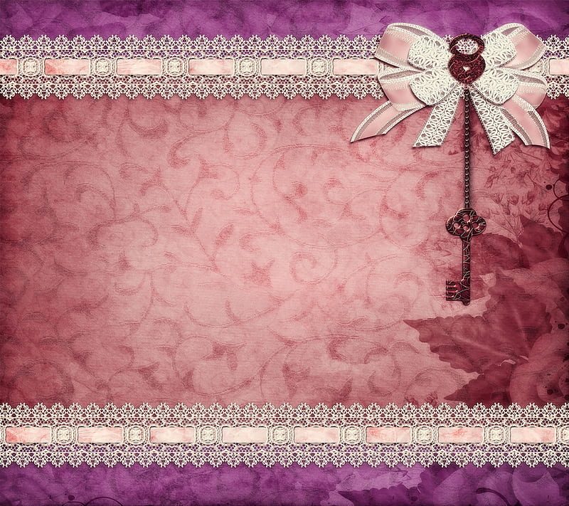 Vintage Romance, bow, key, lace, love, romantic, HD wallpaper