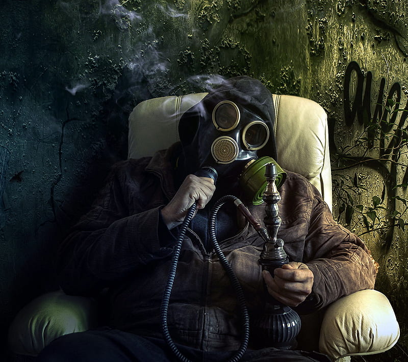 Gas Mask, hooka, human, smoke, HD wallpaper