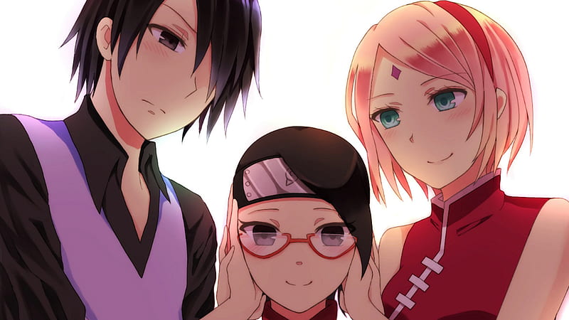 Naruto Uchiha Sakura Sasuke Family In White Background Naruto, HD wallpaper