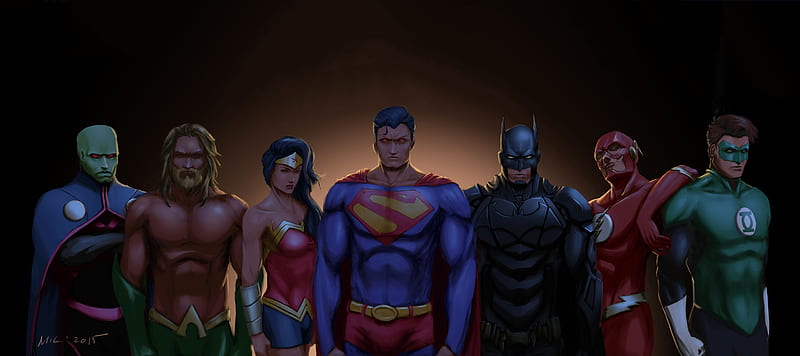 Justice League Artwork, justice-league, artwork, artist, digital-art, superheroes, , batman, superman, aquaman, flash, wonder-woman, green-lantern, HD wallpaper