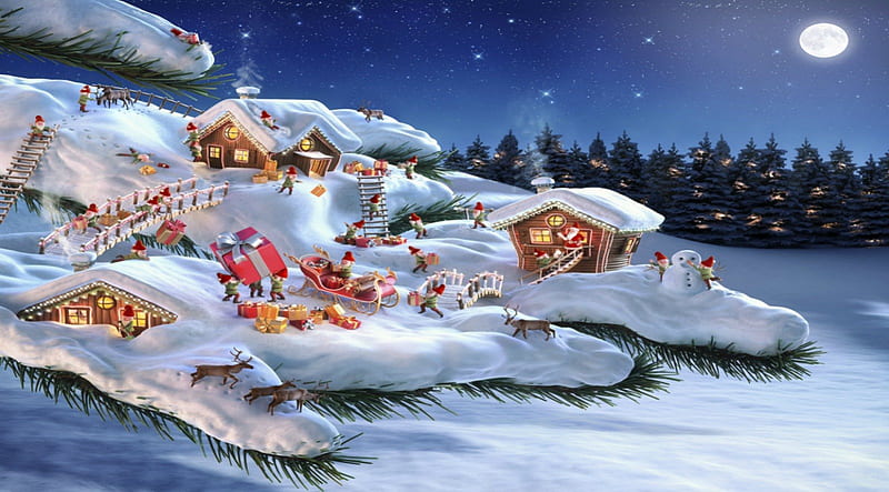 720P free download | Santa's Village, fantasy, santa, holidays, cgi ...