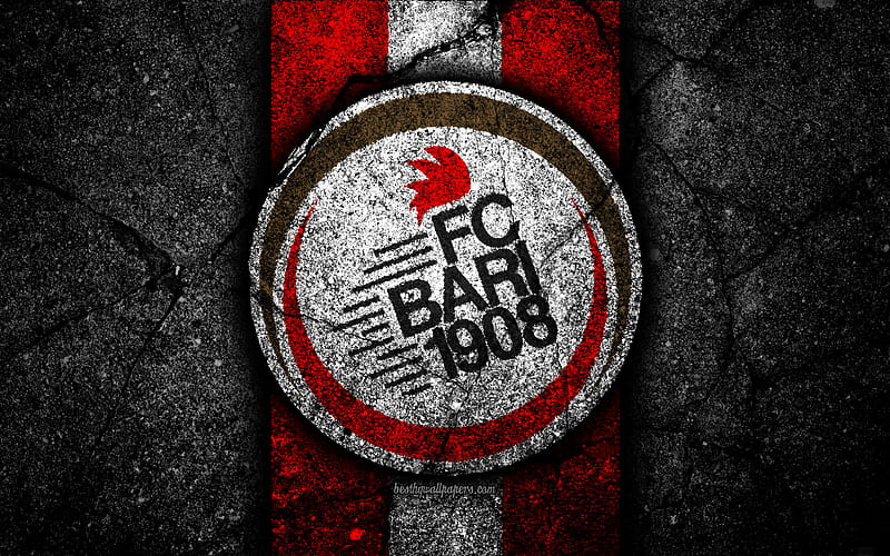 Bari FC, logo, Serie B, football, black stone, Italian football club, soccer, emblem, Bari, asphalt texture, Italy, FC Bari, HD wallpaper