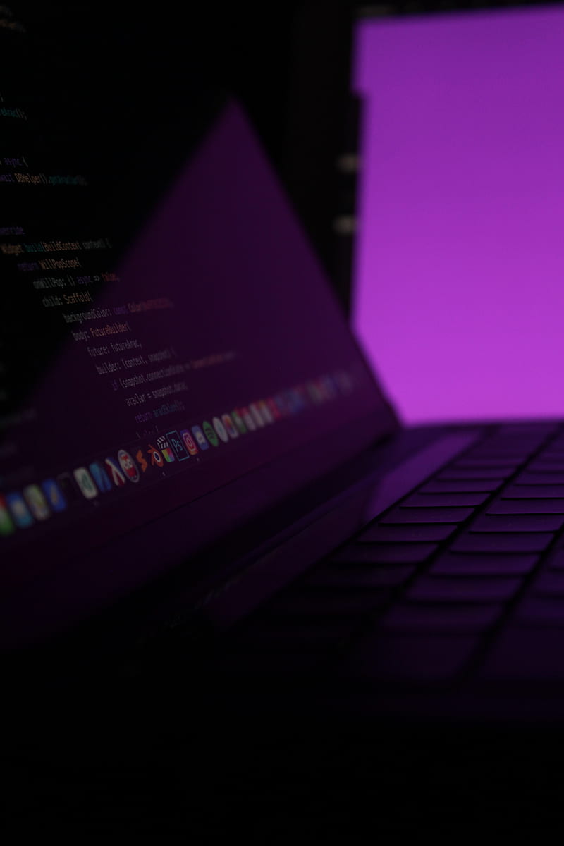 laptop, keys, code, programming, purple, HD phone wallpaper