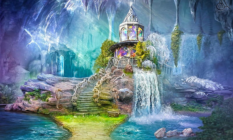 Cuento de hadas Cascada Montaña Rusa-Fantasía Paraíso misterio Niñas Regalo Genial #16533