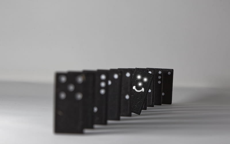 dominoes, points, smiley, positive, black and white, HD wallpaper