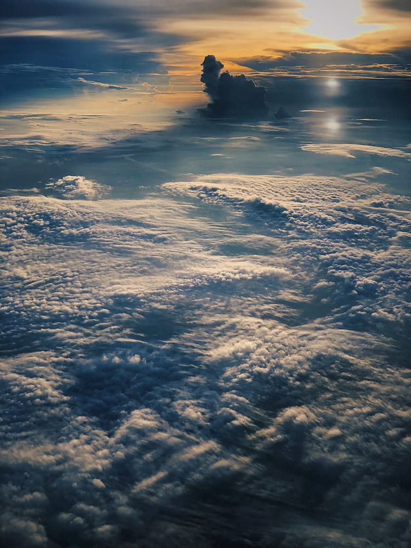 beyond the clouds, flight, scenic, Nature, HD phone wallpaper