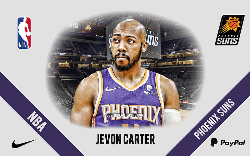 Jevon Carter, Phoenix Suns, American Basketball Player, NBA, portrait, USA, basketball, Phoenix Suns Arena, Phoenix Suns logo, HD wallpaper