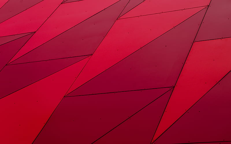 triangle, art red background, geometry, abstract material, creative, HD wallpaper
