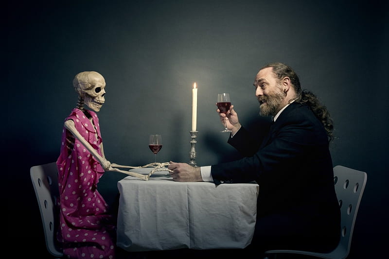 A date with the dead, dinner, funny, Fantasy, laugh, HD wallpaper