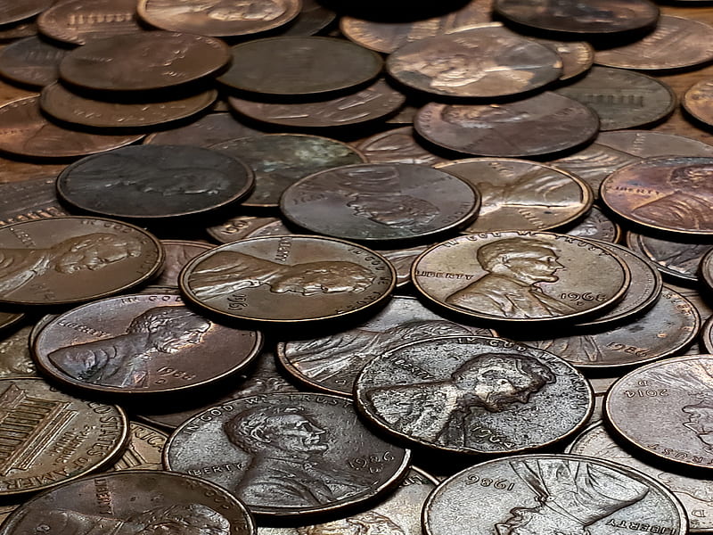 Old pennies , penny, stocks, coins, money, HD wallpaper