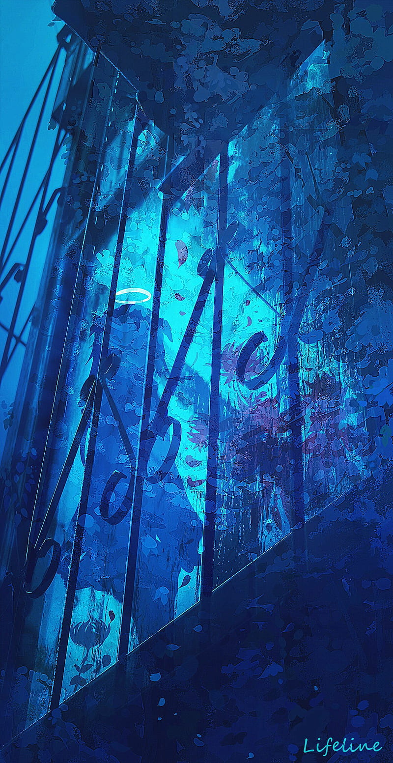 anime, Lifeline, blue, turquise, low-angle, HD phone wallpaper