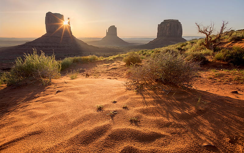 Monument Valley, evening, sunset, desert, rocks, Arizona, Utah, USA, HD wallpaper