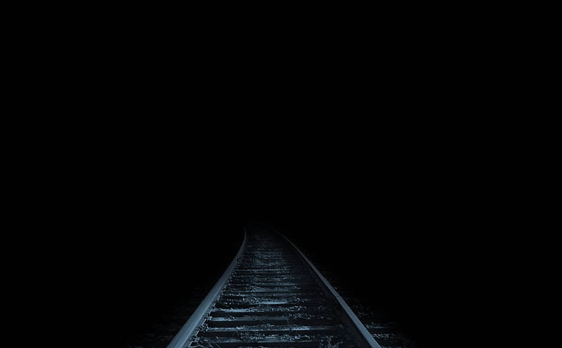 Night Tracks, train tracks, rail, dark tracks, tracks, HD wallpaper