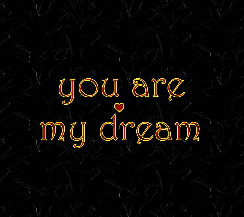 you are my dream, black, dark, feeling, gold, heart, love, red, silk, texture, HD wallpaper