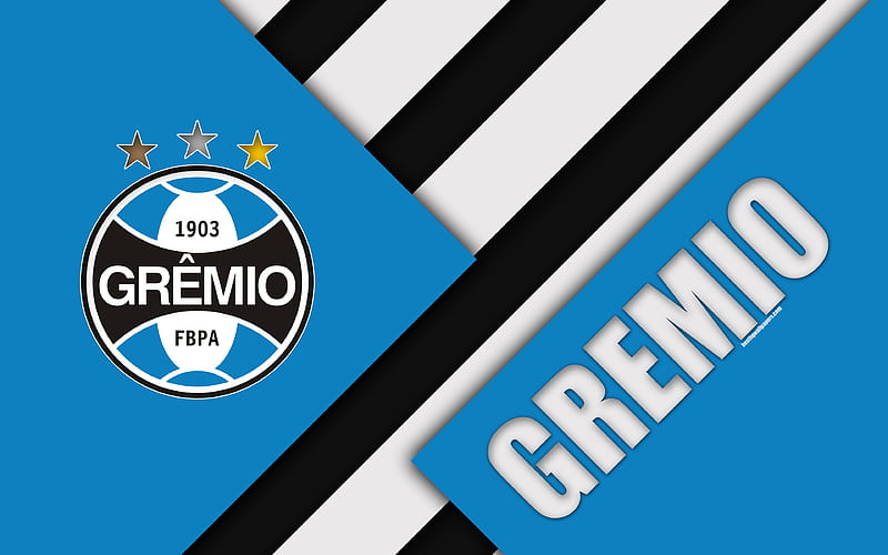 Gremio FC, Porto Alegre, Rio Grande do Sul, Brazil material design, blue black abstraction, Brazilian football club, Serie A, football, HD wallpaper