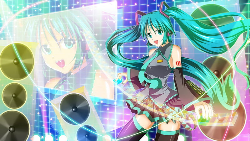 Hatsune Miku Superstar Glow Green Eyes Sparks Magic Anime Hot Anime Girl Hd Wallpaper 