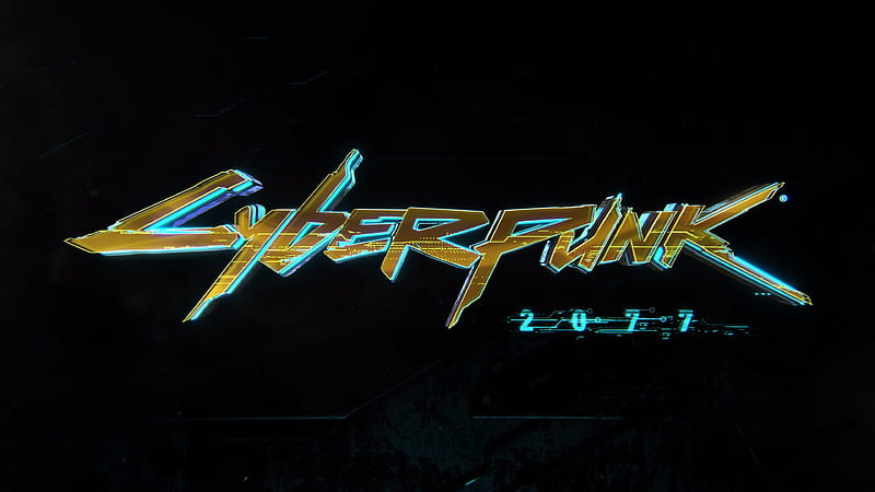 Cyberpunk 2077, logo, video games, typography, dark background, digital art, HD wallpaper