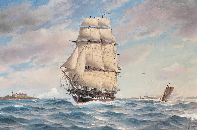 Artistic, Painting, Boat, Sailboat, HD wallpaper