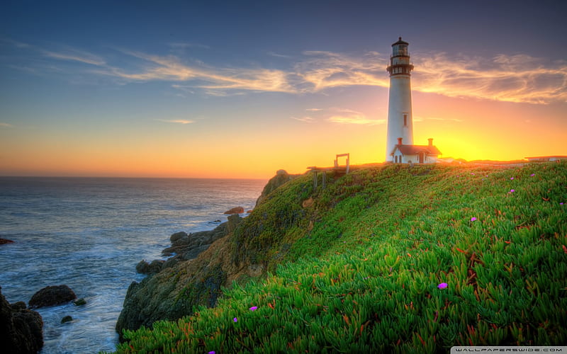 Lighthouse R, Cliff, R, Sunlight, Lighthouse, HD Wallpaper | Peakpx