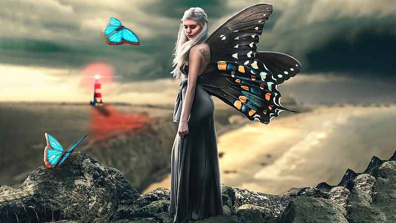 Butterfly Queen Fairy , fairy, queen, artist, artwork, digital-art, butterfly, HD wallpaper