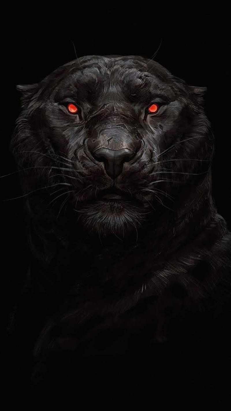 Black Tiger Theme With Red Eyes, black tiger, theme, red eyes, HD phone wallpaper