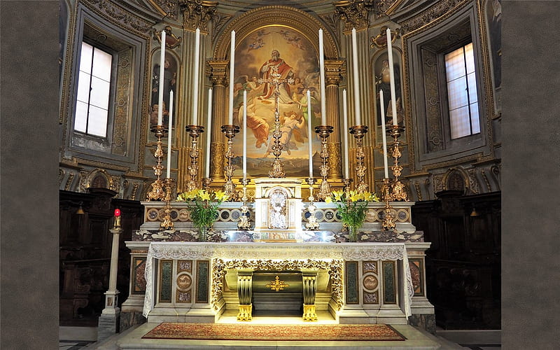 Altar in St. Vincent's Church, Rome, Rome, church, altar, Italy, HD wallpaper