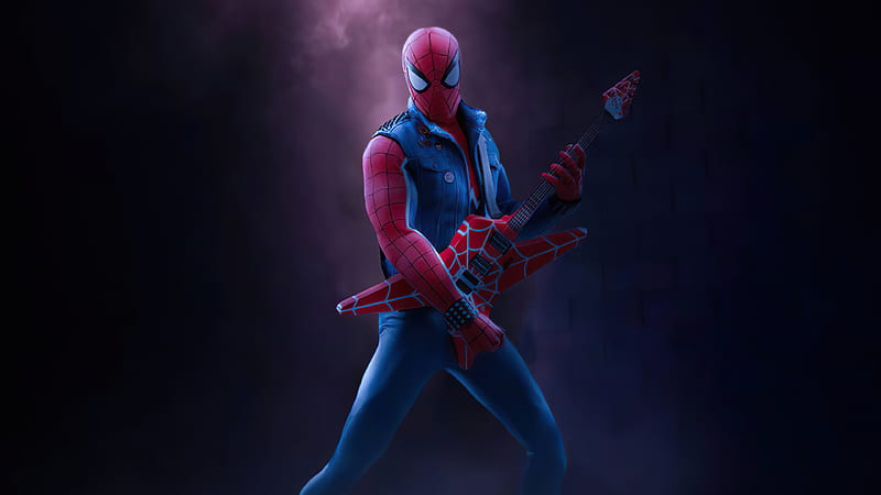 Spider Man Playing Guitar , spiderman, superheroes, artwork, artist, HD wallpaper