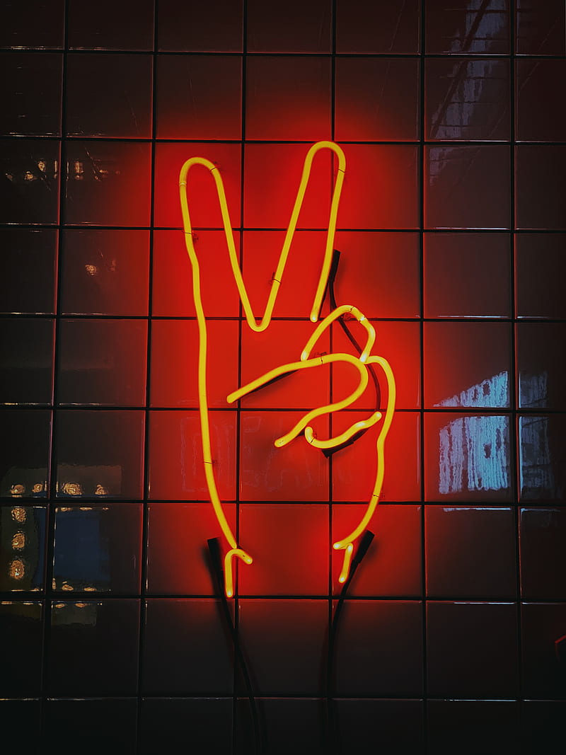 peace sign neon signage, HD phone wallpaper