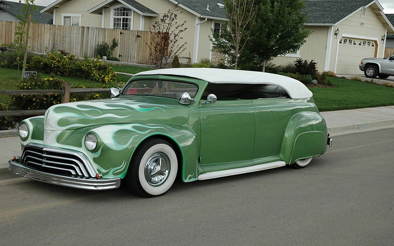 american_hot_rod, hot rod, american, green, car, HD wallpaper