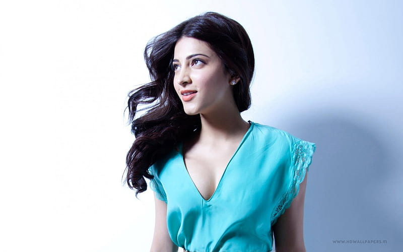2015 Shruti Haasan, female, model, brunete, beauty, blue, 2015, HD wallpaper