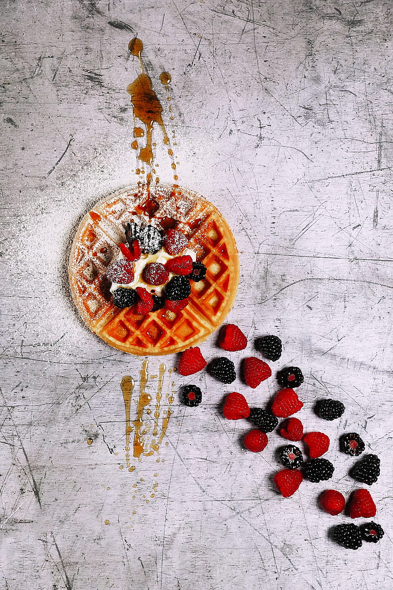 waffle, berries, dessert, HD phone wallpaper