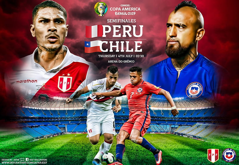 Peru vs Chile, football match, 2019 copa america, paolo guerrero, arturo vidal, alexis sanchez, peru, soccer, chile, brasil 2019, HD wallpaper
