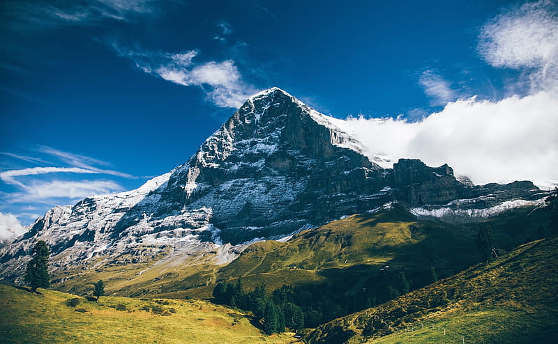 Eiger Mountain, Grindelwald, Switzerland... Ultra, Europe, Switzerland, Travel, Nature, bonito, Landscape, Mountain, background, Alps, swiss, visit, grindelwald, aesthetic, eiger, BerneseAlps, HD wallpaper