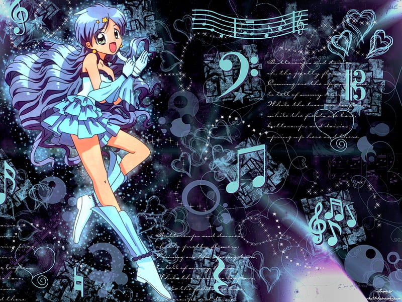 Mermaid Melody-Hanon, hanon, mermaid melody, pichi pichi pitch, blue, HD wallpaper