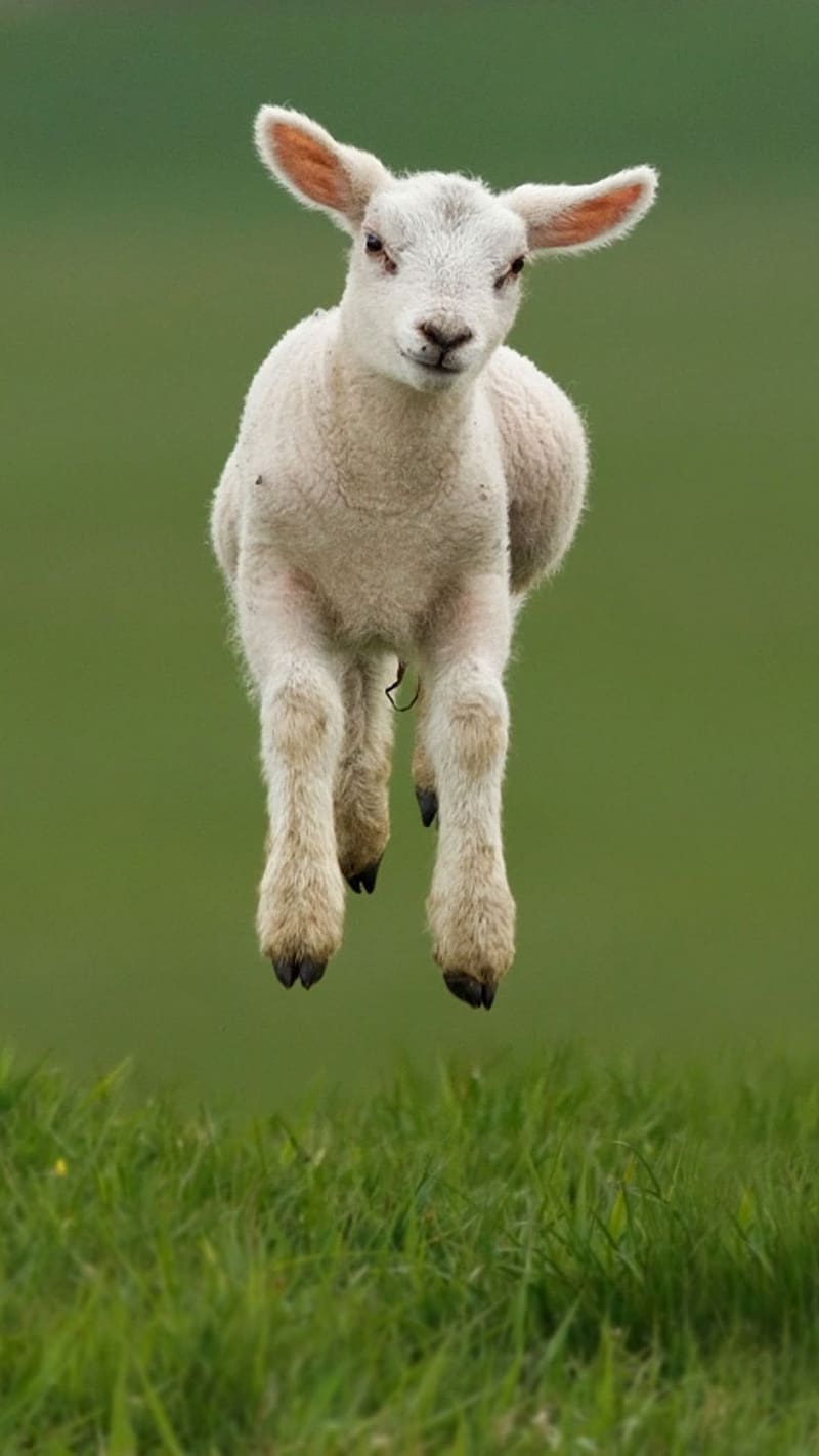 Cute Baby Animals, Baby Lamb Jumping, animal, sheep, lamb, cute, HD phone wallpaper